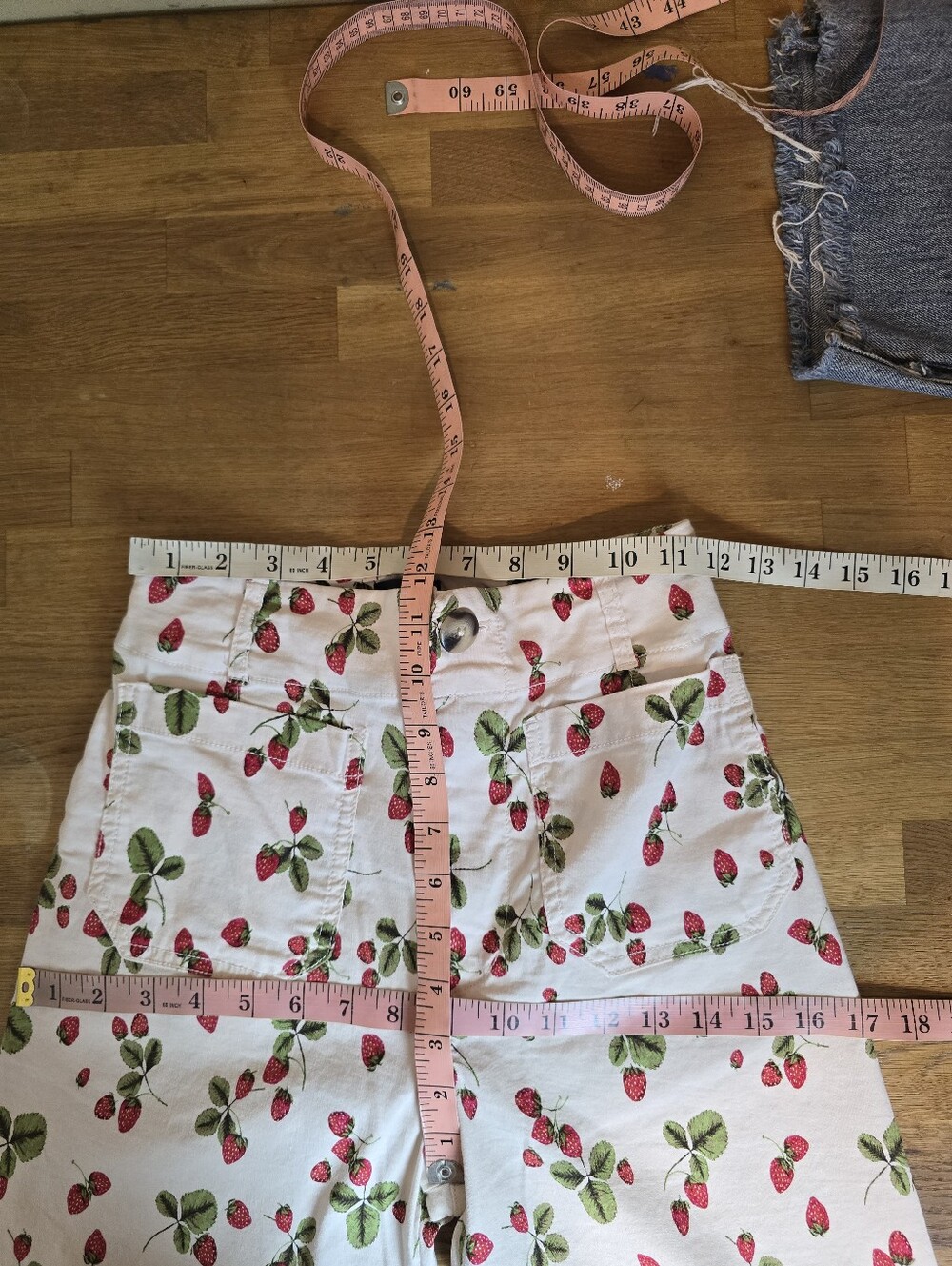 Maeve Colette Crop Wide Leg Linen Blend Pants Strawberry Print Size 25 - Picture 11 of 13